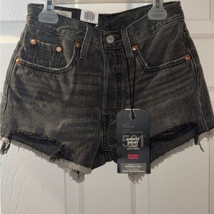 Brand New With Tags- Levi Black Distressed/Ripped Women Shorts